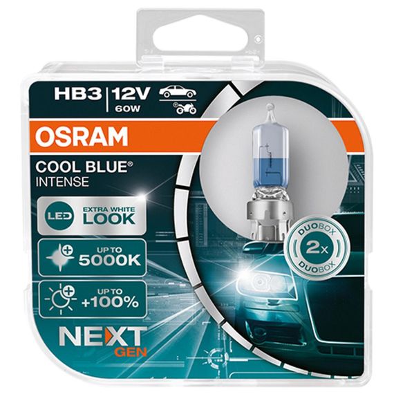 Лампа HB3 OSRAM 12V 60W P20D COOL BLUE INTENSE NEXT GEN +100% 9005CBN-HCB-DUO