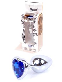 Анальна пробка - Jewellery Silver  Heart PLUG- Dark Blue sexstyle