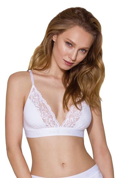 Еластичний топ із мереживом Passion PS001 TOP Білий XL