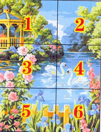 Набор для вышивания по нанесённой на канву схеме "Swan lake 3". AIDA 14CT printed, 48*60 см | Зображення 5