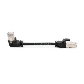 Патч-корд литий FTP, RJ45(прямий/кутовий), екранований, FTP5e 0.125m, patch D=4.9mm AWG28 1x90° CU, чорний, Q200