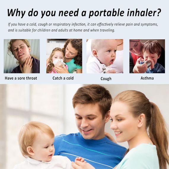 Небулайзер ультразвуковий портативний, аерозольний інгалятор для дітей та дорослих з масками та мундштуком для дому помаранчевий | Зображення 1