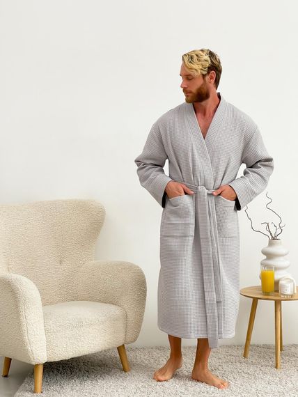 Подарунковий набір "Gentleman’s Comfort" (халат+ рушник), сірий | Зображення 2