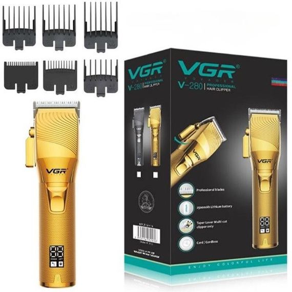 Аккумуляторная машинка для стрижки волос VGR V-280 с дисплеем и насадками | Зображення 1