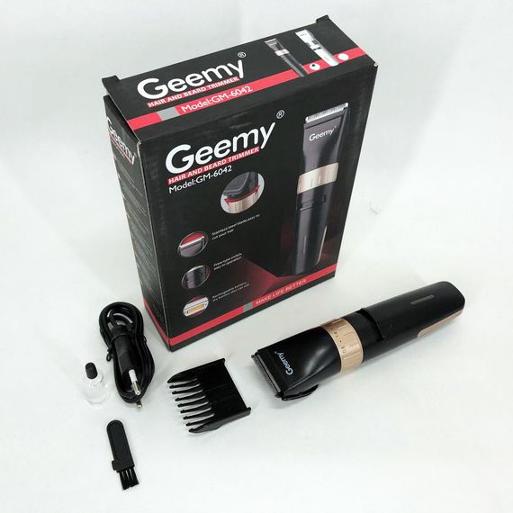 Перукарська машинка для бороди бездротова Gemei GM-6042 черный, Машинка для PK-543 стрижки голови | Зображення 5