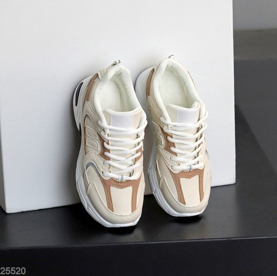 Повседневные модельные бежевые зимние кроссовки доступная цена | Зображення 6