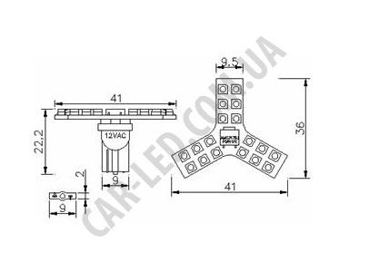 Светодиодная автолампа белого цвета свечения T10, 194-18pcs 3528-SLI (Chi Ming) | Зображення 2