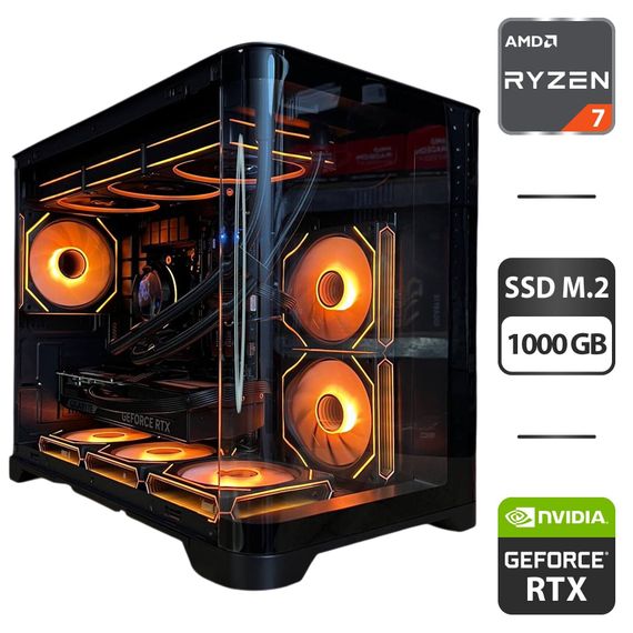 Збірка на замовлення ігровий ПК GameMax Hype-M Black Tower / AMD Ryzen 7 7700 (8 (16) ядер по 3,8 - 5,3 ГГц) / 32 ГБ DDR5 / 1000 ГБ SSD M.2 / nVidia GeForce RTX 5070, 12 ГБ GDDR7, 192-bit / 750 Вт