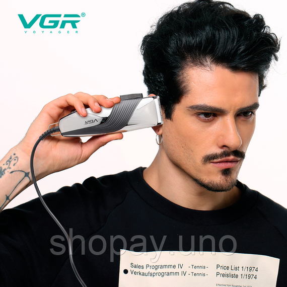 Машинка для стрижки волос и бороды VGR Professional V-121, 8 насадок, ножницы, расческа, от сети 220 | Зображення 1