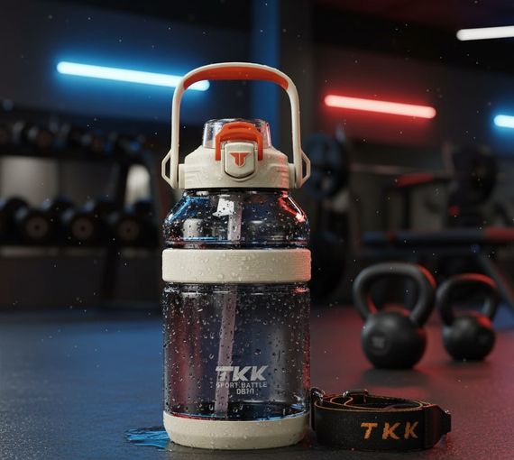 Спортивная бутылка TKK (2000 мл) - Полупрозрачный белый Tritan BPA-free, с мощной ручкой и кнопкой-фиксатором | Зображення 8
