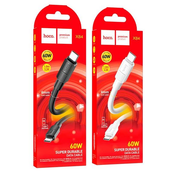 Кабель HOCO X84 Type-C to Type-C Solid 60W charging data cable