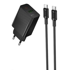 СЗУ Borofone BAS76A Source PD30W+QC3.0 (1USB-A/1C) + кабель Type-C to Type-C Black