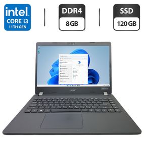Ультрабук Б-клас Acer TravelMate P214-52 / 14" (1920x1080) TN / Intel Core i3-10110U (2 (4) ядер по 2.1 - 4.1 GHz) / 8 GB DDR4 / 120 GB SSD / Intel UHD Graphics / WebCam б/в