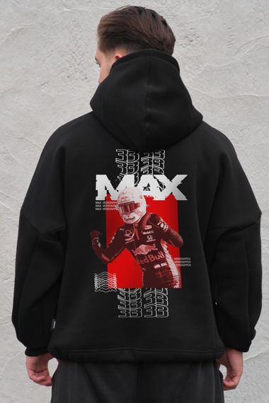 Оверсайз худі толстовка на флісі з капюшоном та принтом Without Max Black