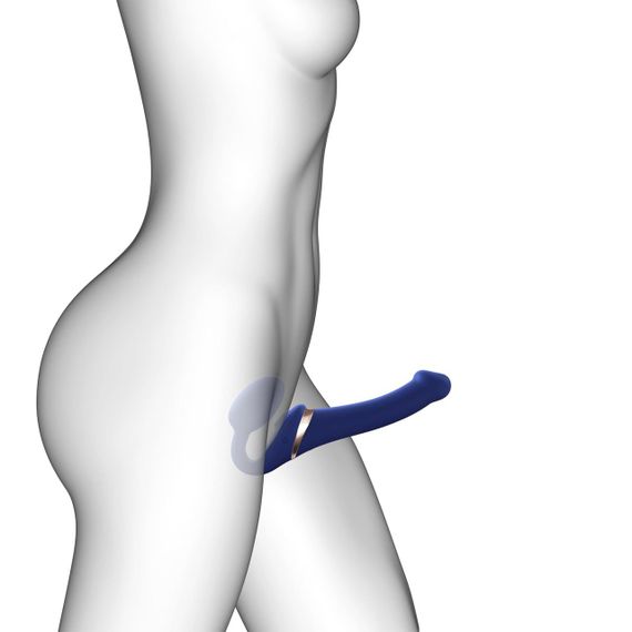 Безремневой вибрострапон с вакуумной стимуляцией Strap-On-Me MULTI ORGASM Blue L, регулируемый | Зображення 3