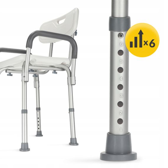 Крісло 4FIZJO для ванної та душу, регульоване, зі спинкою та підлокітниками White/Grey (P-5905973403405) | Зображення 8