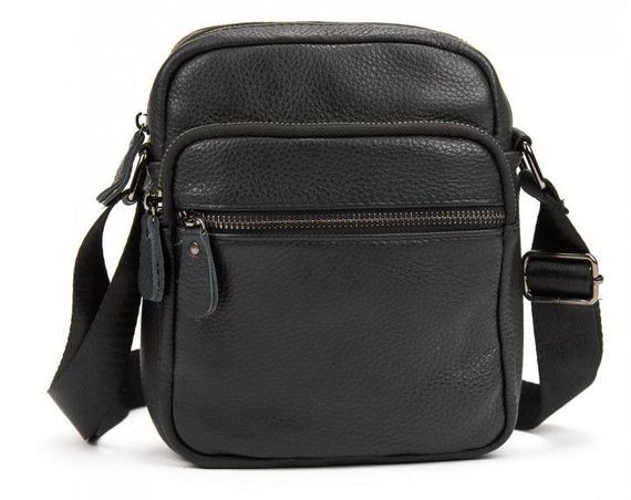 Мужская кожаная сумка планшетка Tiding Bag черная