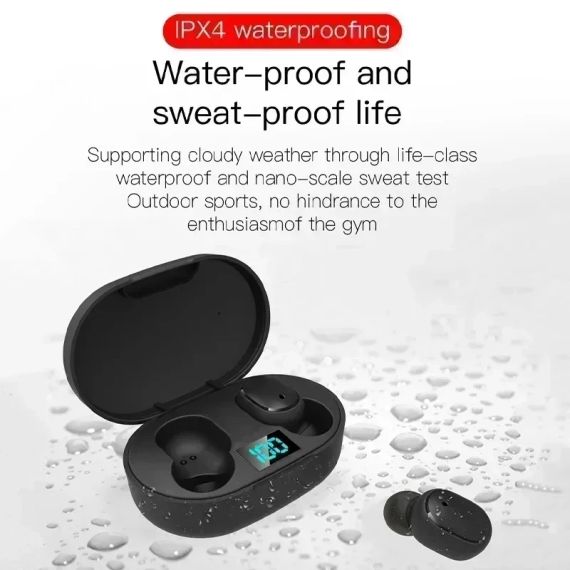 TWS Е6S Беспроводные Bluetooth-наушники с шумоподавлением и микрофоном, IPX5 водонепроницаемые. Черные | Зображення 7