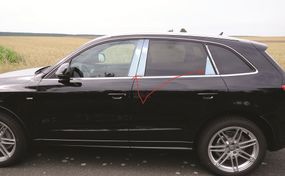 Молдинги дверних стійок (6 шт, нерж.) для Ауди Q5 2008-2017 рр