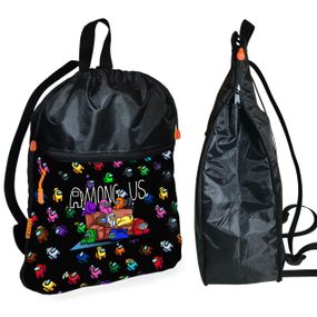 Рюкзак-мешок для обуви,спортивной формы Амонг Ас "Among Us"детская сумка для сменки с расширителем (01200)