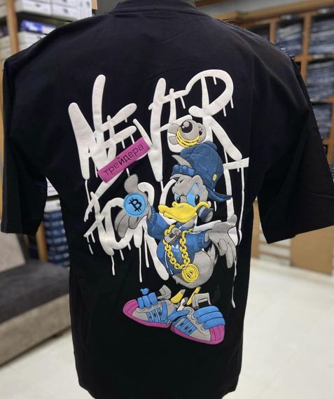 Футболка мужская с принтом повседневная M Черная