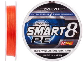 Шнур Favorite Smart PE 8x 150м (red orange) #0.5/0.117 mm 8lb/4.1 kg