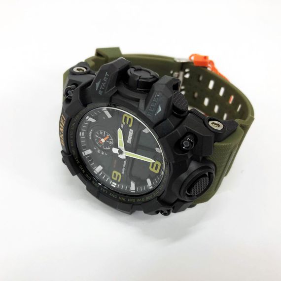 Годинник наручний чоловічий SKMEI 1586AG ARMY GREEN, чоловічий армійський водостійкий тактичний. Колір: зелений | Зображення 6