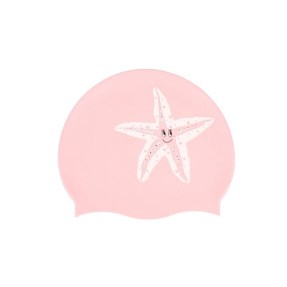 Шапочка для плавання силіконова рожева з принтом морської зірки - One Size | Зображення 1