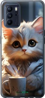 Чохол на Oppo Reno6 Z Білий кіт "5646u-2477-2448"