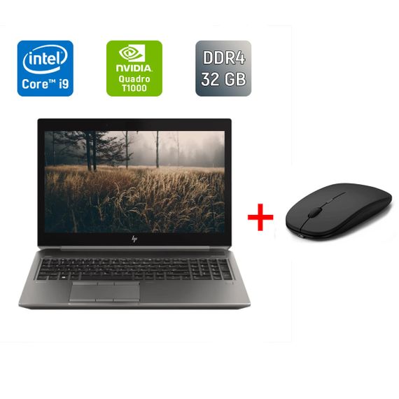 Ноутбук Б-класс HP zBook 15 G6 / 15.6" (3840x2160) IPS / Intel Core i9-9880H (8 (16) ядер по 2.3 - 4.8 GHz) / 32 GB DDR4 / 128 GB SSD + 500 GB HDD / nVidia Quadro T1000, 4 GB GDDR5, 128-bit / WebCam б/у+Подарок Беспроводная мышь USB