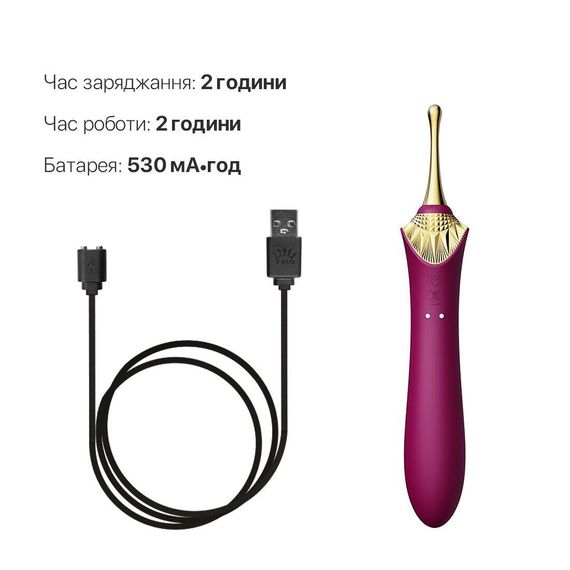 Вагінально-кліторальний вібратор Zalo — Bess Velvet Purple, мультифункціональний із насадками | Зображення 5
