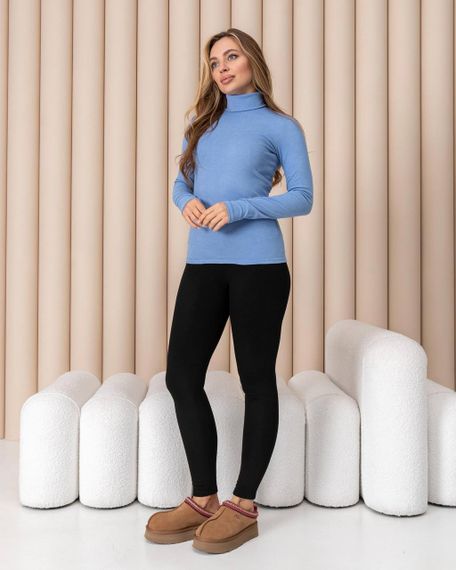 Женская теплая водолазка-гольф полушерсть на термо флисе цвет голубой размер 52 DM09.09 | Зображення 2