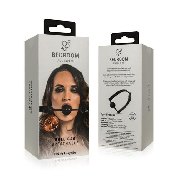 Повітропроникний кляп Bedroom Fantasies: Breathable Silicone Ball Gag, чорний | Зображення 7