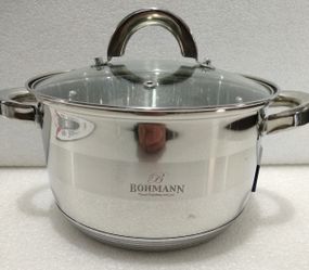 Кастрюля Bohmann BH-1416, 2.1 л, 16 см, из нержавеющей стали с крышкой, для всех типов плит