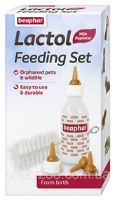 Пляшечка для годування для цуценят та кошенят Beaphar Lactol Feeding Set пластикова з сосками та щіткою 35 мл BAR11246