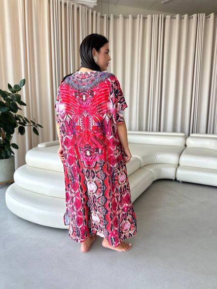 Легка максі сукня-туніка рожева PLUS SIZE для відпочинку | Зображення 8