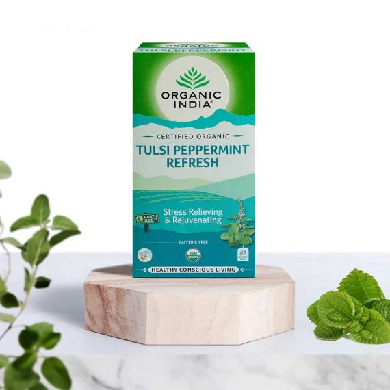 Трав’яний чай з Перцевою мʼятою та Туласі  25 пакетиків Organic India 801541500123 | Зображення 1