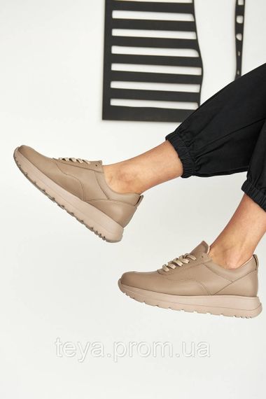 Жіночі кросівки шкіряні весняно-осінні бежеві Leader Style розміри з 36 по 41 FV_02242 | Зображення 7