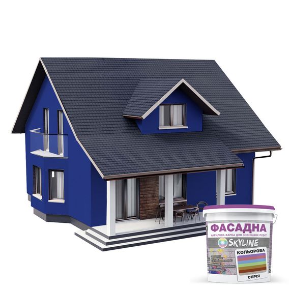 Краска Акрил-латексная Фасадная Skyline 2565-R80B (C) Кобальт 1л | Зображення 2