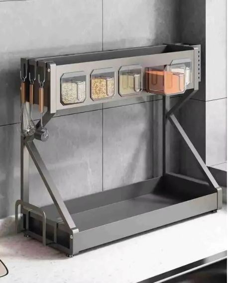 Органайзер для приправ Glaceon Spice Rack, двухъярусная стойка для посуды + спецовница, многофункциональная сушилка посуды и для | Зображення 2