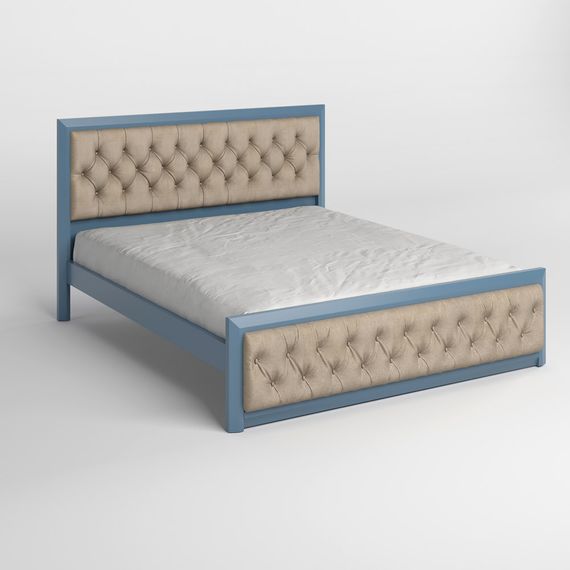 Полуторне дерев&#039;яне ліжко Mebigrand Барселона Б3 Сіро-синій (S7010R90B)/Аляска 23 (Бежевий) 120х200 см (MBG-12785) | Зображення 1