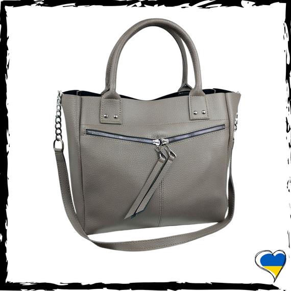 Женская сумка с экокожи. Качественная, вместительная. Сумка черная, бежевая | Зображення 3