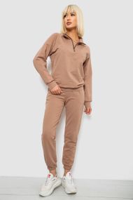 Спортивний костюм жіночий однотонний, колір мокко, 244R1069AG