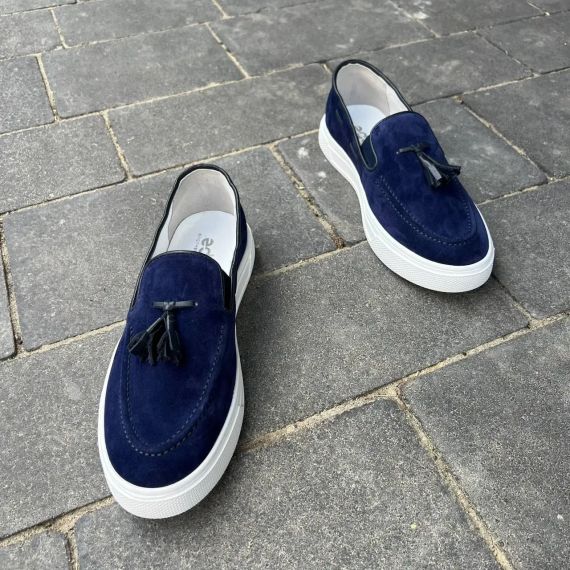 Синие лоферы на белой подошве 44 размер | Зображення 7