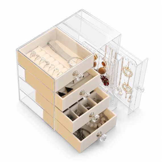 Шкатулка для хранения ювелирных украшений AND XL-1831 Makeup Box • Органайзер для колец, сережек, цепочек, косметики и аксессуаров | Зображення 1