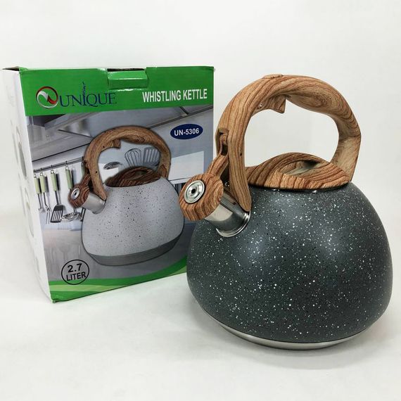 Металлический чайник из нержавейки Unique UN-5306 2,7л | Чайник со свистком для NH-762 индукционной плиты | Зображення 1