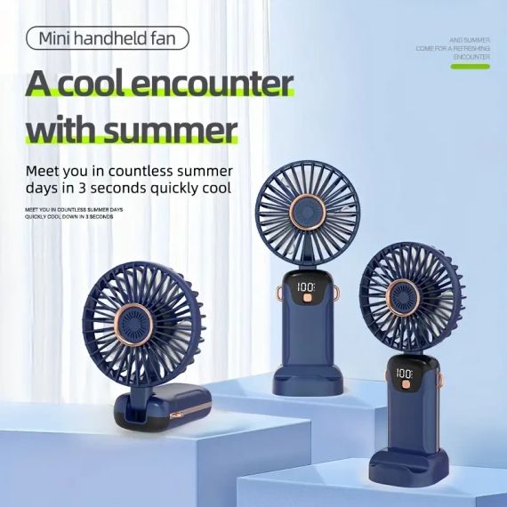 Переносний домашній мінівентилятор з USB-зарядкою, складаний на 90°, цифровий дисплей | Зображення 2