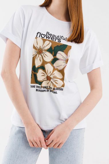 Футболка з принтом жіноча On me 70224 S Білий (2000990414328) | Зображення 2