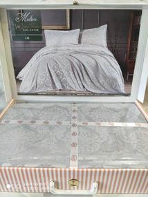 Покрывало(240х240см) с наволочками (50х70см) Karina Meltem gri Жаккард с кружевом