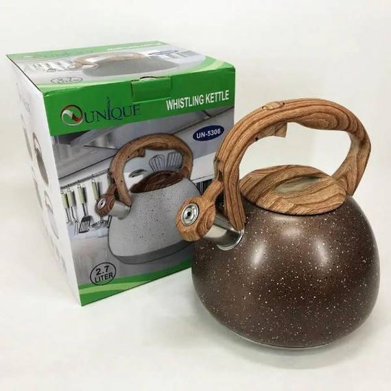 Чайник із нержавіючої сталі з гранітним покриттям зі свистком 2,7л UNIQUE UN-5306